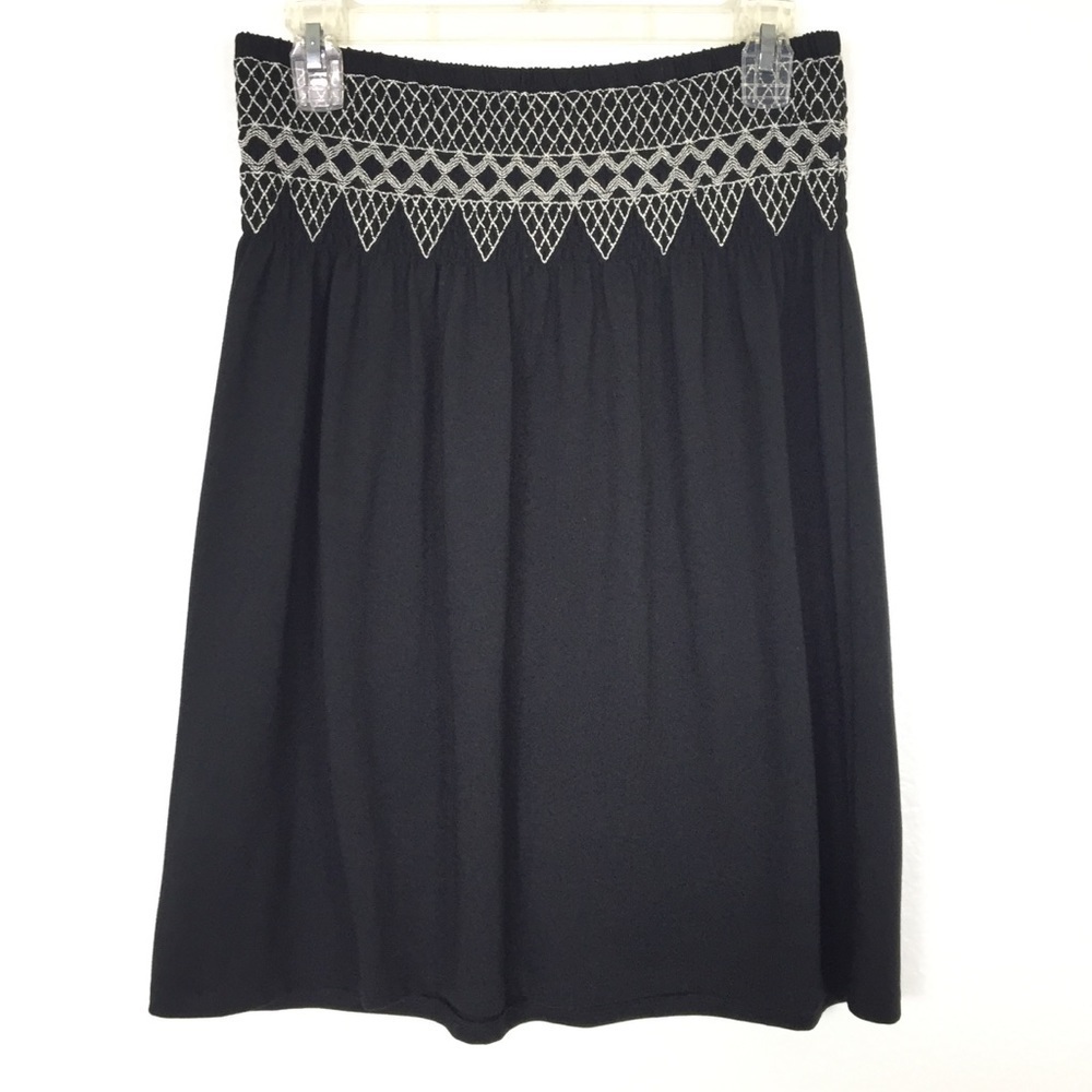 J Jill Skirt Ruffle Embroidery Waist Black XS - Picture 4 of 7